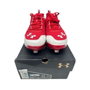 New in Box Under Armour UA Spine Metal Baseball Cleats, Size US 8.5, Red & White
